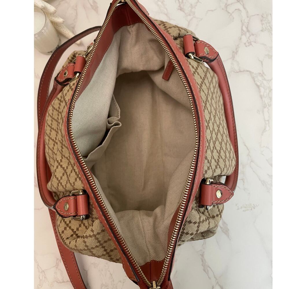 Gucci Diamante Canvas Sukey 2-Way Leather Trim Satchel/Top Handle Bag EUC - Picture 7 of 17
